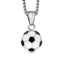 New Trendy Sports Personality Football Charm Fashion Stainless Steel Soccer Pendant Necklace with Link Chain for Wedding & Party