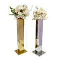 100cm Tall Gold Silver Stainless Steel Flower Stand Metal Flower Display Stand Wedding Event Party Table Centerpieces