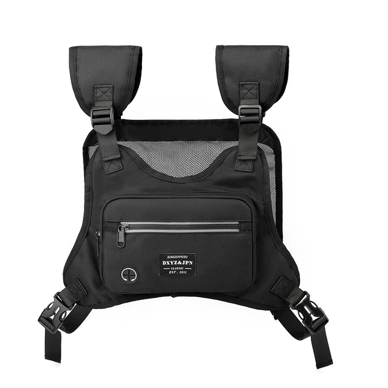 Korean Version Cool Functional Riding Vest Multifunctional Tactical Backpack with Zipper Closure New Fashion Personality Bag