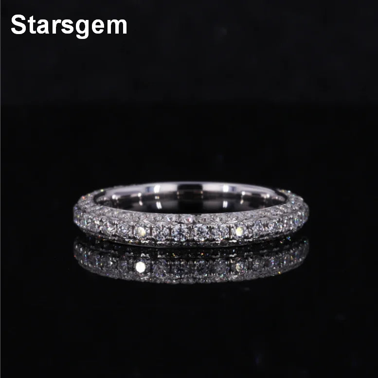 Starsgem Custom Bling Bling Real 18K Solid White Gold Melee Small Lab Grown Diamond Rings