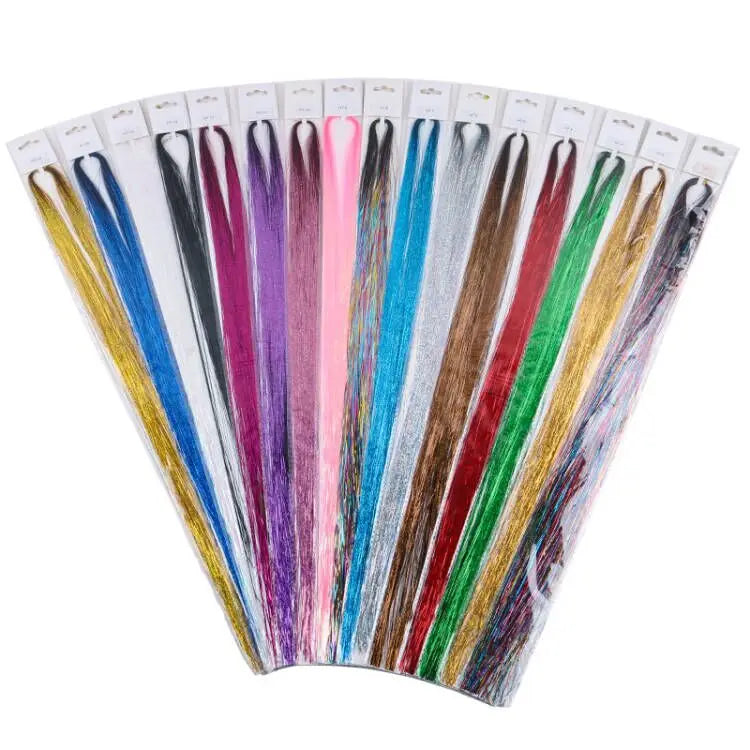 Xuchang Harmony Wholesale 20 Packs 120cm 16 Colors Bright Synthetic Hair Braiding Extensions Heat Resistant Hair Tinsel Glitter