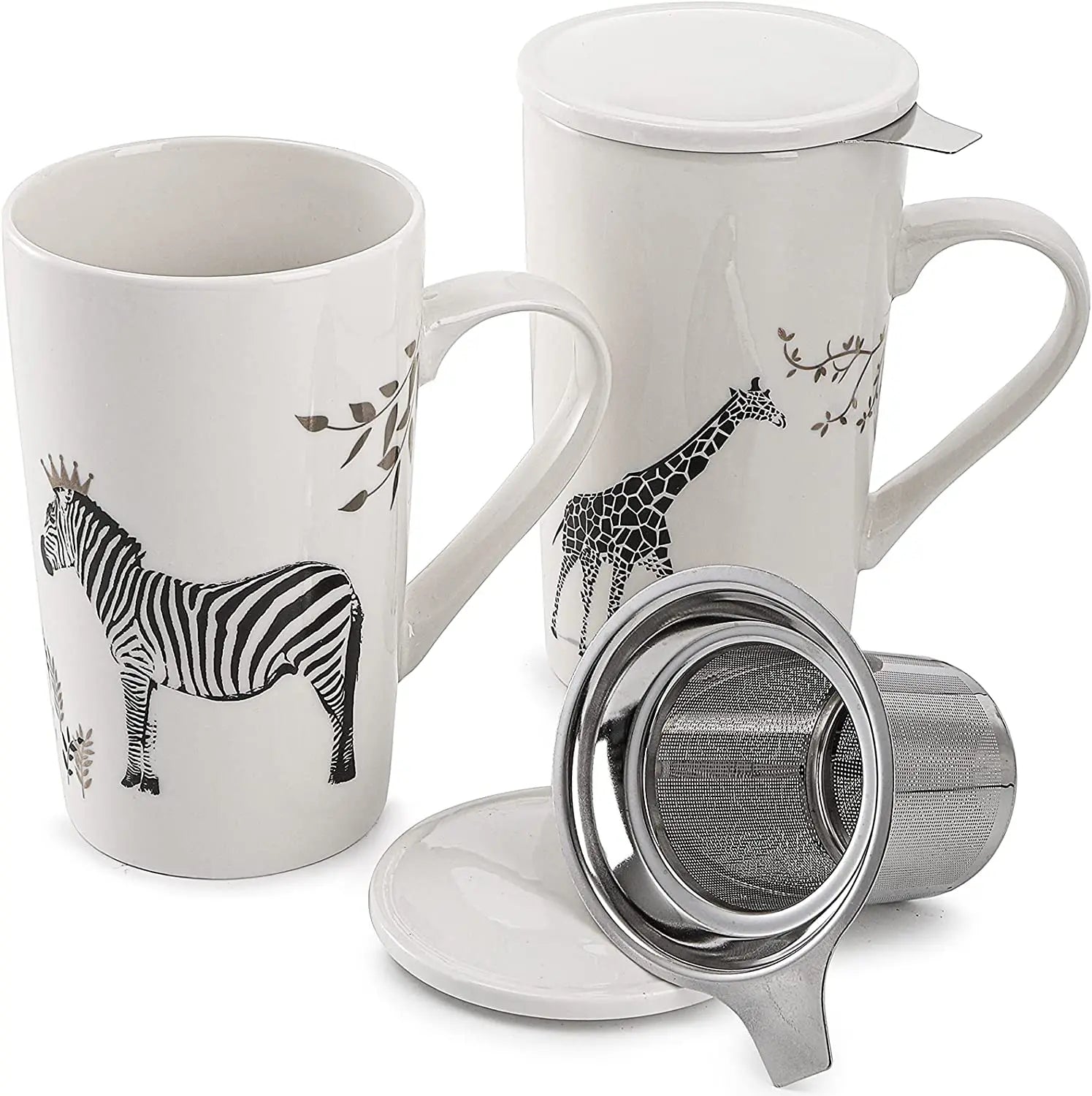 450ml Wholesale Customized Modern Design Hand Painted With Stainless Steel Infuser  Unglazed Ceramic Mug Set Porcelain
