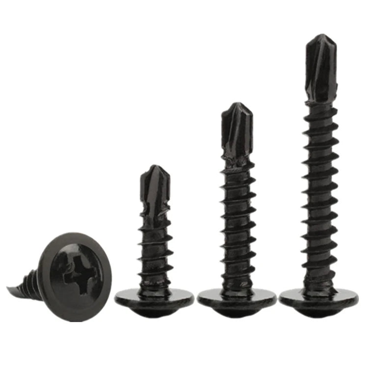 M4.2 M4.8 #8 #10 Black 410 Stainless Steel Tek Screws Wafer Modified Phillips Truss Head Self Drilling Sheet Metal Screw