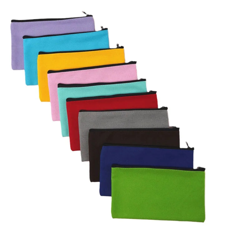 Colored Canvas Pencil case DIY Blank Doodle Hand Painted Bag Storage Zipper Makeup Bag