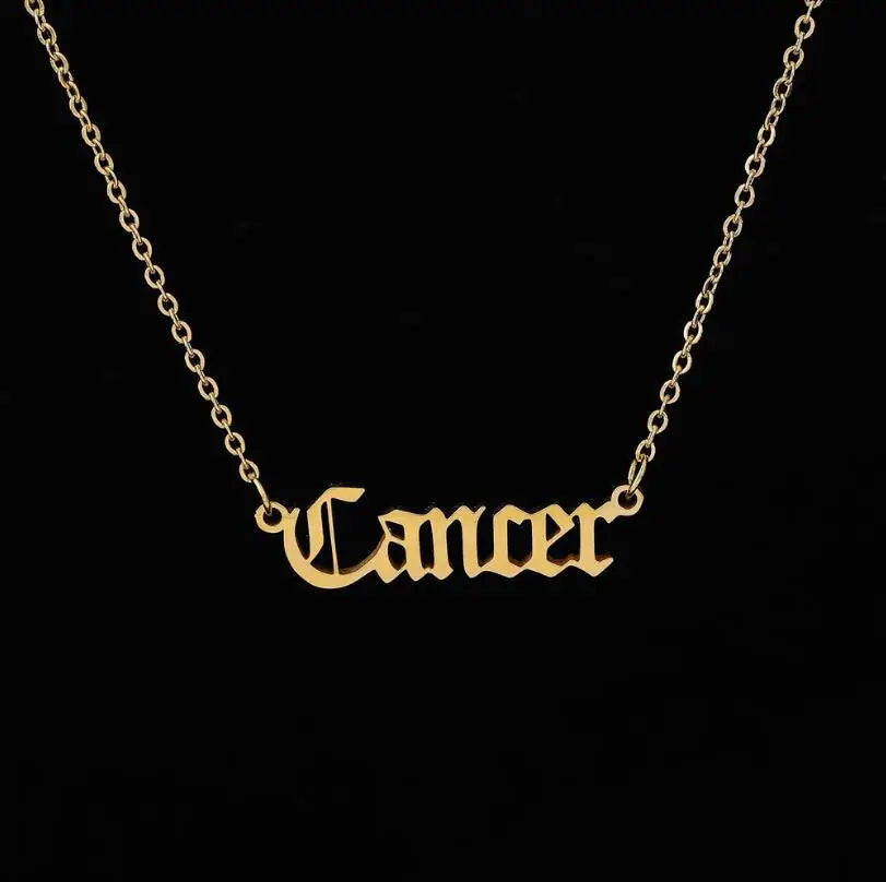 Trendy Gold Plated Cancer Letter Stainless Steel 12 Zodiac Necklace Necklace for Women 2024