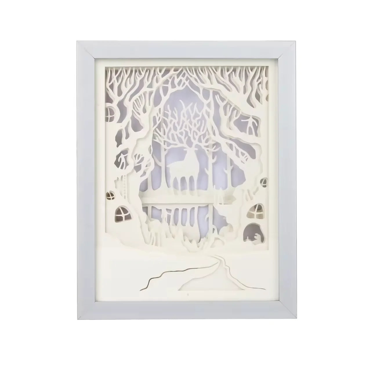 Sweetmade Custom  3D  Paper-Cut Lightbox Acrylic Board Covered Shadow Box Frames Decoration for Bed Room
