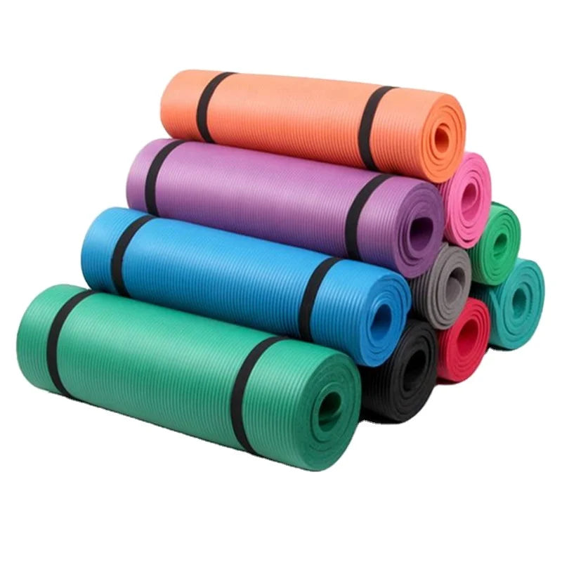 NBR Yoga Mat 10mm Thick Non-Slip Workout Mat for Home Gym Floor Exercise and Pilates Training