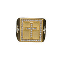 2024 New Style Christian Stainless Steel Gold Plated Zircon Cross Ring Fashionable Jewelry