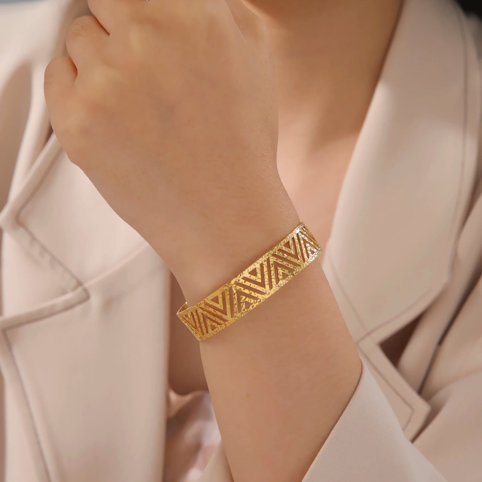 Myshape New in Triangles Geometric Cuff Bracelet for Women Stainless Steel Gold Color Bohemia Open Bangle Jewelry Valentine Gift