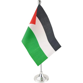 Factory Wholesale Price Customization of National Flags Mini with Bases and Table Flag Poles Palestinian Table Flag