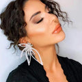 Big Exaggerated Full Rhinestone Earrings Fashion Shiny Diamond Flower Drop Earring Female Wedding Dinner Party Accessories