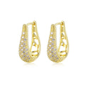 European & American Classic Drop Earrings with Zircon Inlay Rhodium Plated Geometric Design-Anniversary Gift