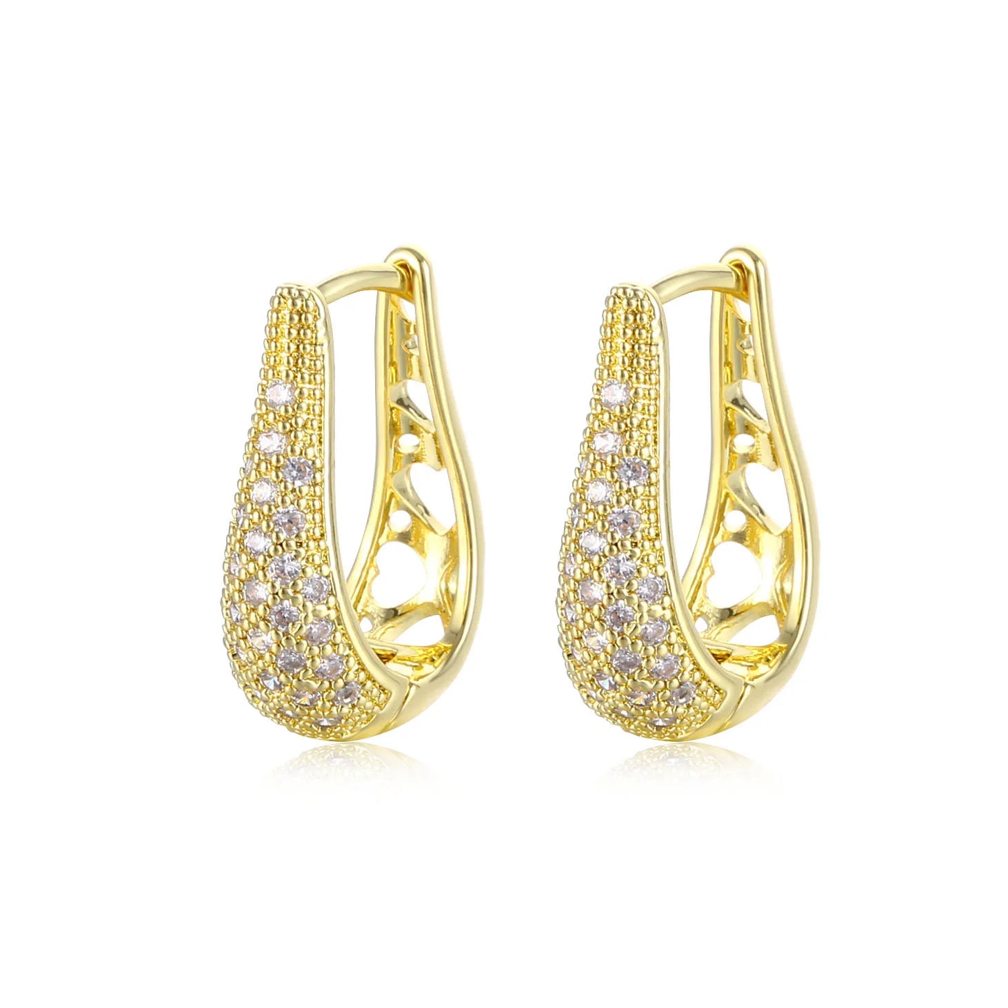 European & American Classic Drop Earrings with Zircon Inlay Rhodium Plated Geometric Design-Anniversary Gift