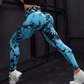 FLW Women's XL Size Quick-Drying High-Waisted Elastic Waist Fitness Leggings with Butt Lift Feature Tie Dye Printed Yoga Pants