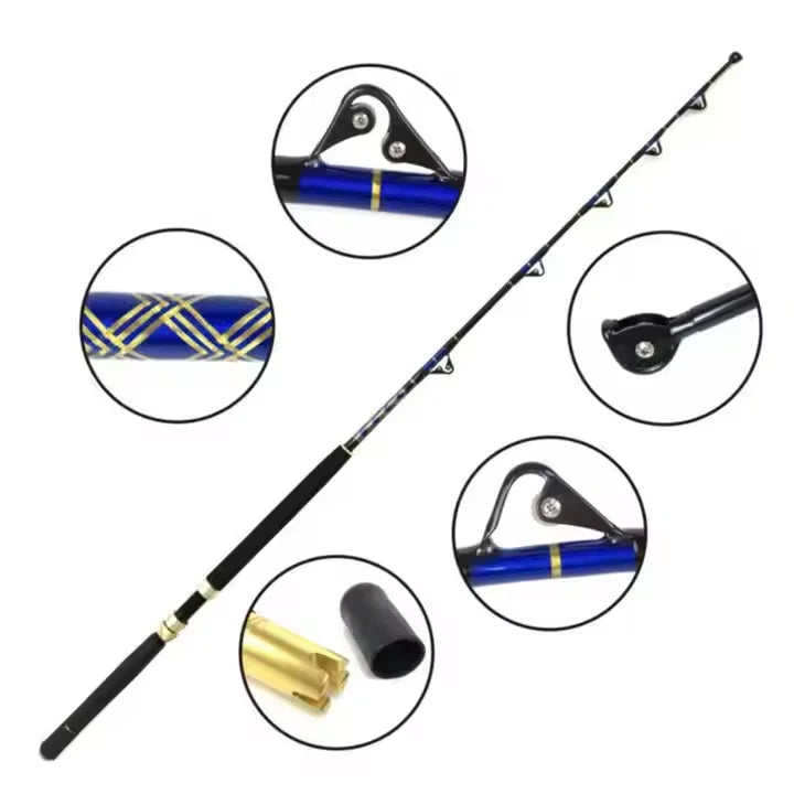 50lb 80lb 130lb 5' 6'' Heavy Duty Deep Big Game Fishing Rods Sea Boat Trolling Fishing Rod