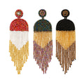 New Fashion Bohemian Exaggerated Oversized Dangle Earrings for Women Handmade Seed Bead Long Tassel Drop for Weddings