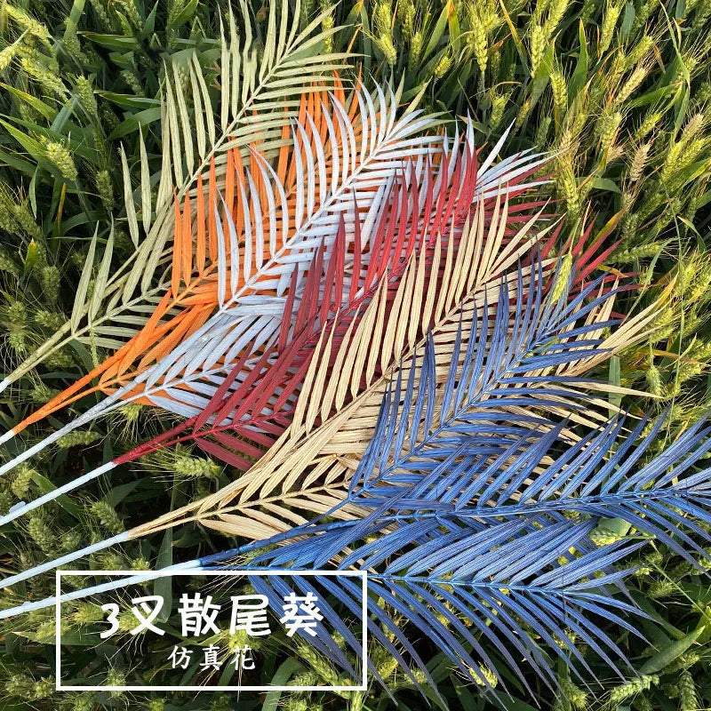 O-X489 Cheap Wholesale Artificial Flowers Home Wedding Decor Palm Leaves Artificial Plants Long Stem Artificial Palm Leaves