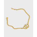 VIANRLA Double Circle Bracelet 925 Sterling Silver Simple 18k Gold Plated Chain Bracelet