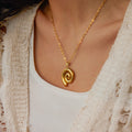 J&D Luxury 18K Gold Plated Women Fashion Jewelry Necklaces Stainless Steel Spiral Hoop Pendant Necklace