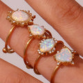 Fashion Minimalist Ins Style Opal Ring Retro Trend Waterproof Stainless Steel Opening Adjustable Ring Opal Jewelry Party Gift