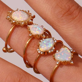 Fashion Minimalist Ins Style Opal Ring Retro Trend Waterproof Stainless Steel Opening Adjustable Ring Opal Jewelry Party Gift