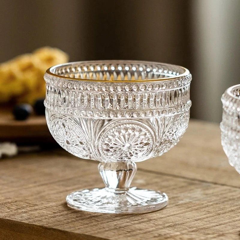 STOCK Embossed Icecream Desert Glass Bowl Cup