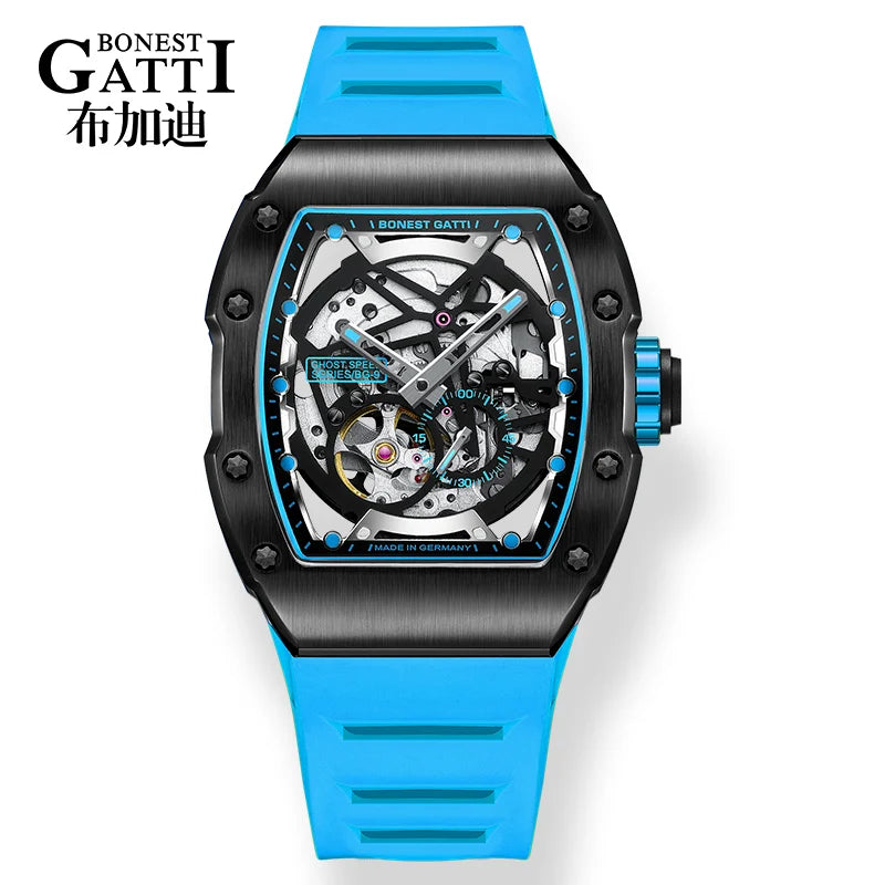 Watch Design Luxury Waterproof Luminous Timepiece Silicone Strap Square Mechanical Automatic Watch