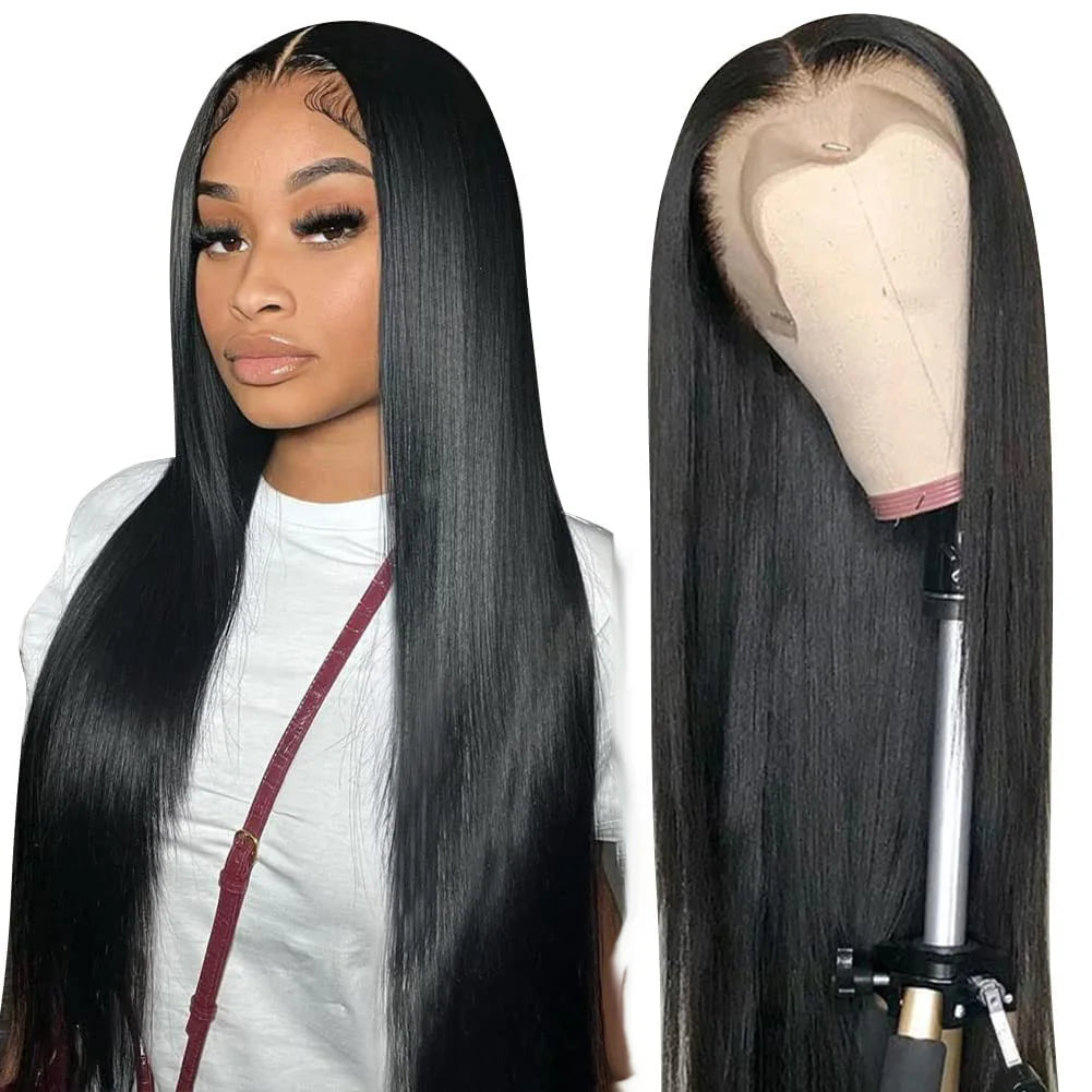 180% Density 13x6 HD Lace Front Wigs Human Hair Pre Plucked Glueless Straight Human Hair Wigs for Black Women Brazilian Hair