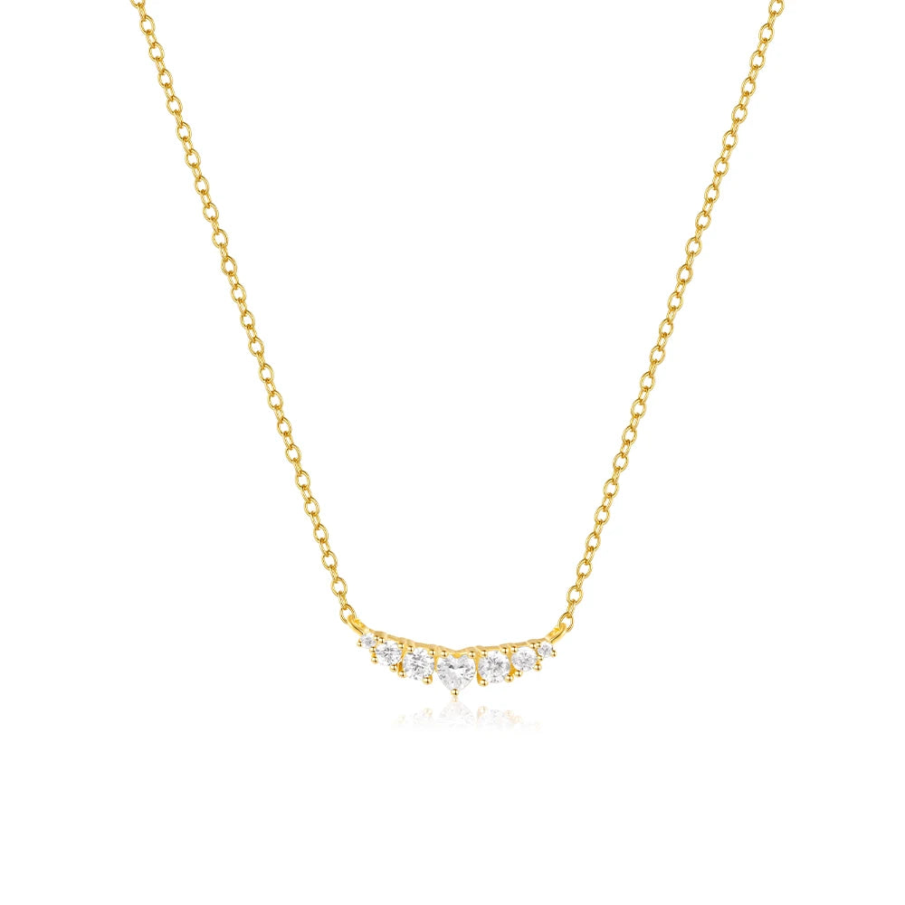 Fashion Jewelry Necklaces 925 Sterling Silver Necklace Minimalist a bar of Cubic Zircon Gold Plated Necklace Jewelry for Women