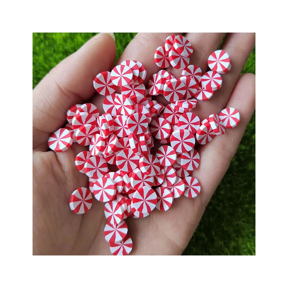 Kawaii Peppermint Polymer Clay Slices Christmas 5mm 10mm 20mm Wholesale