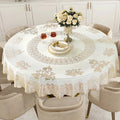 European Gold Lace Pvc Tablecloth Household Waterproof Oilproof Round Tablecloth Hotel Round Tablecloths