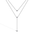 WMD5938 Y-shaped Bohemian Necklace Three Beads Tassel Pendant Minimalist Layering Jewelry Women 925 Sterling Silver Wedding Gift