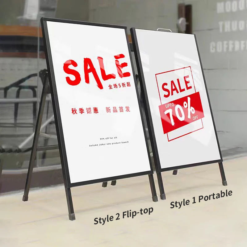 Tulundo Tulundo-L6-014 Steel Sandwich Board Sign Stand Frame Portable Double-Sided Strong Anti-Wind Shape Advertising