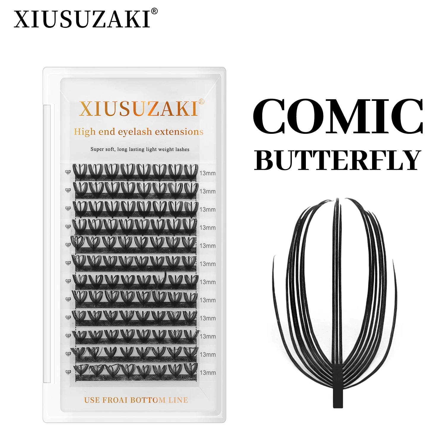 XIUSUZAKI Private Label 12 Rows Custom Comic Book Beauty Salon Premade Special Grafting Comic Butterfly Eyelash Extension