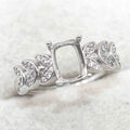 Sterling Silver 6*8mm Semi Mount Ring Square Shape Empty Frame Blank Claws Setting S925 Base Without Center Stone for Inlay DIY