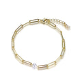 Kirin Anti Tarnish 925 Silver Gold Plated Bracelet Paper Clip Chain Pearl Trendy Zircon Stone for Women's Parties Weddings Gifts