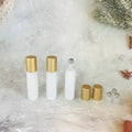 Wholesale 10ml Macaron Matte White Metal Roller Glass Bottle With Light Matte Gold Lid