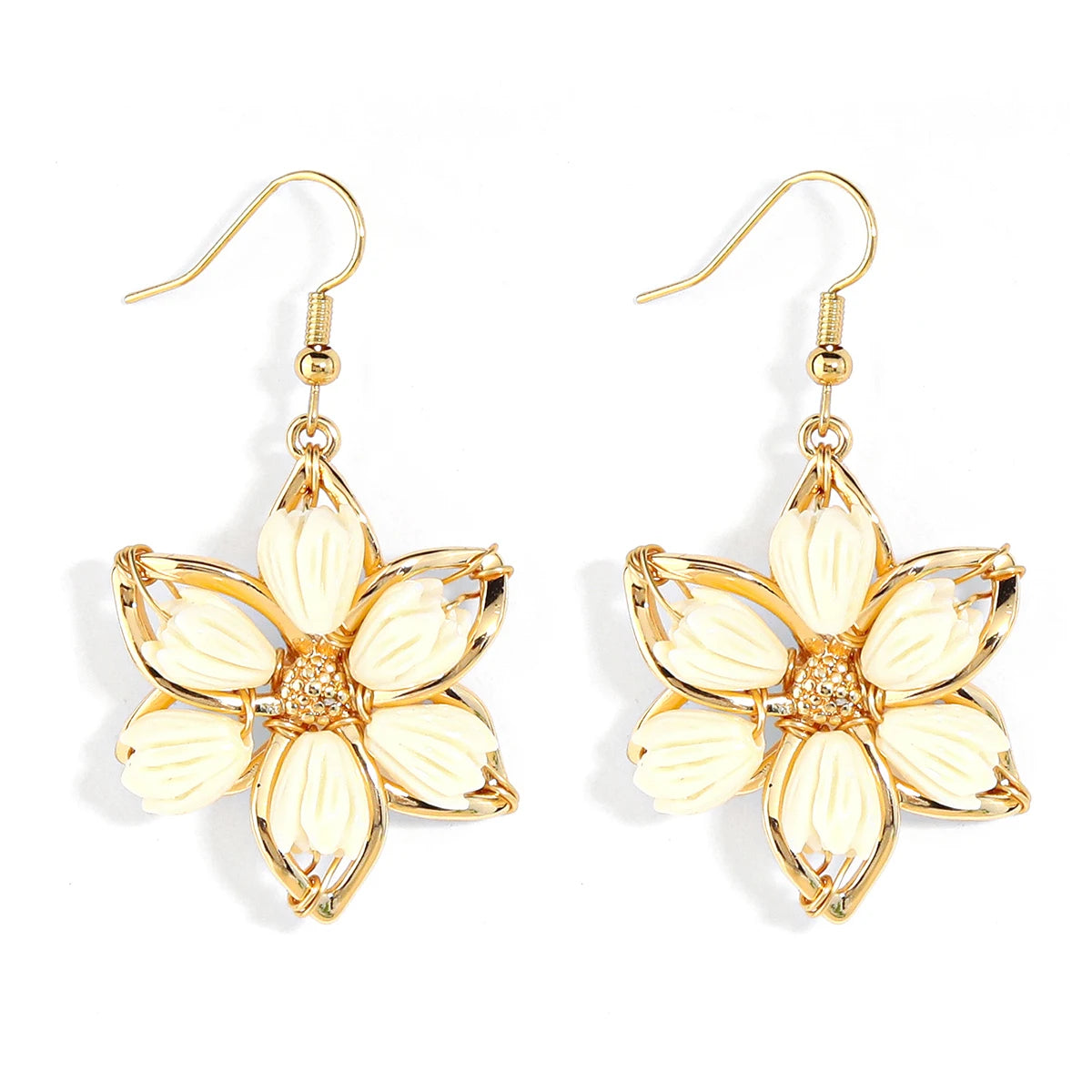 Luxury & Elegance Hawaiian Resin Pikake Flower Earrings Trending Products New Arrivals Women