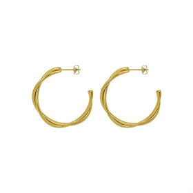 Ins Simple Temperament Twisted Cross C- Shaped Earrings Titanium Steel Material Plated 18K Gold Color Huggie Earrings Waterproof