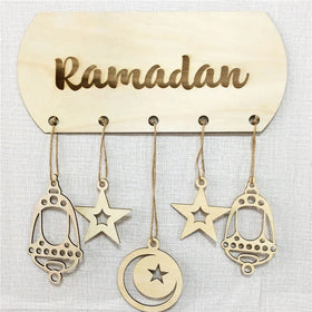 Wooden Party Eid Ramadan Mubuark Serving Muslim Wood Mubarak Wall Decor Gift Islamic Wood Hanging Decoration