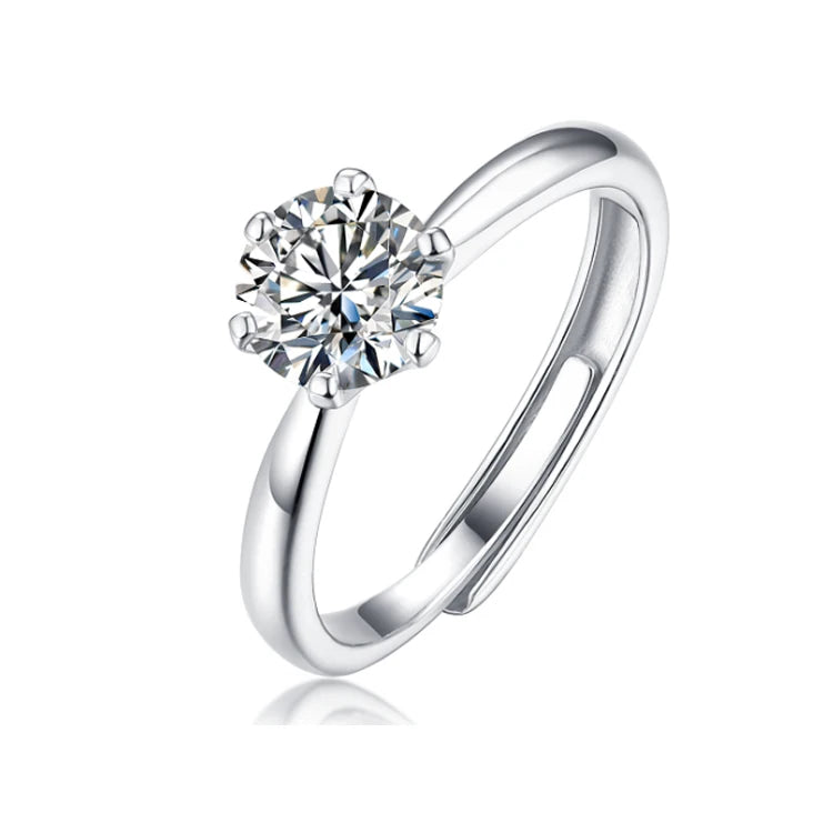 RINNTIN SMR01 Popular Women 925 Silver Jewelry 1 Carat Moissanite Diamond Wedding Engagement Eternity Bridal Ring
