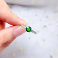 Cocktail Ring with Natural Diopside Gemstone Zircon Adjustable Size Elegant Wedding Statement Jewelry Certificate