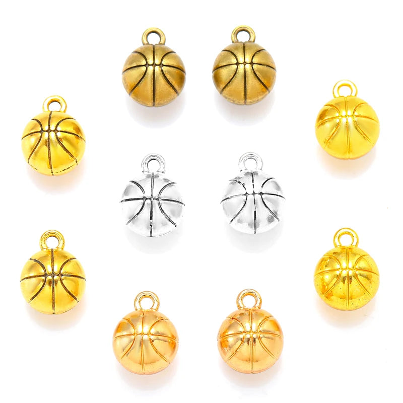 5color 3D Basketball Charms Necklace Key Chain Pendant Bracelet Jewelry Making Handmade Diy Supplies 14*10*10mm J490