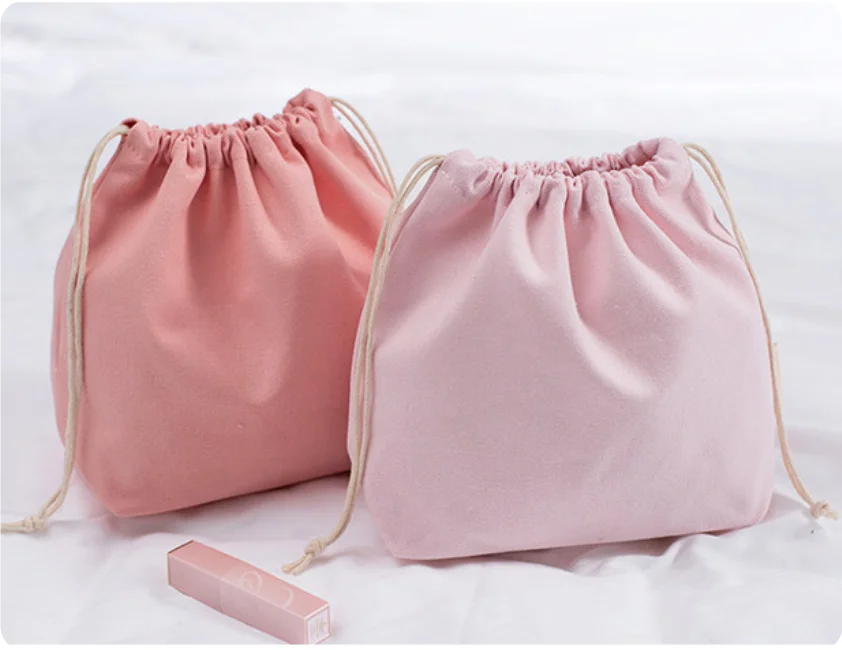 Small Customized Size Reusable Quality Foldable Durable Eco-Friendly Gift Packaging Cotton Bags Zipper Closure Letter Cosmetic