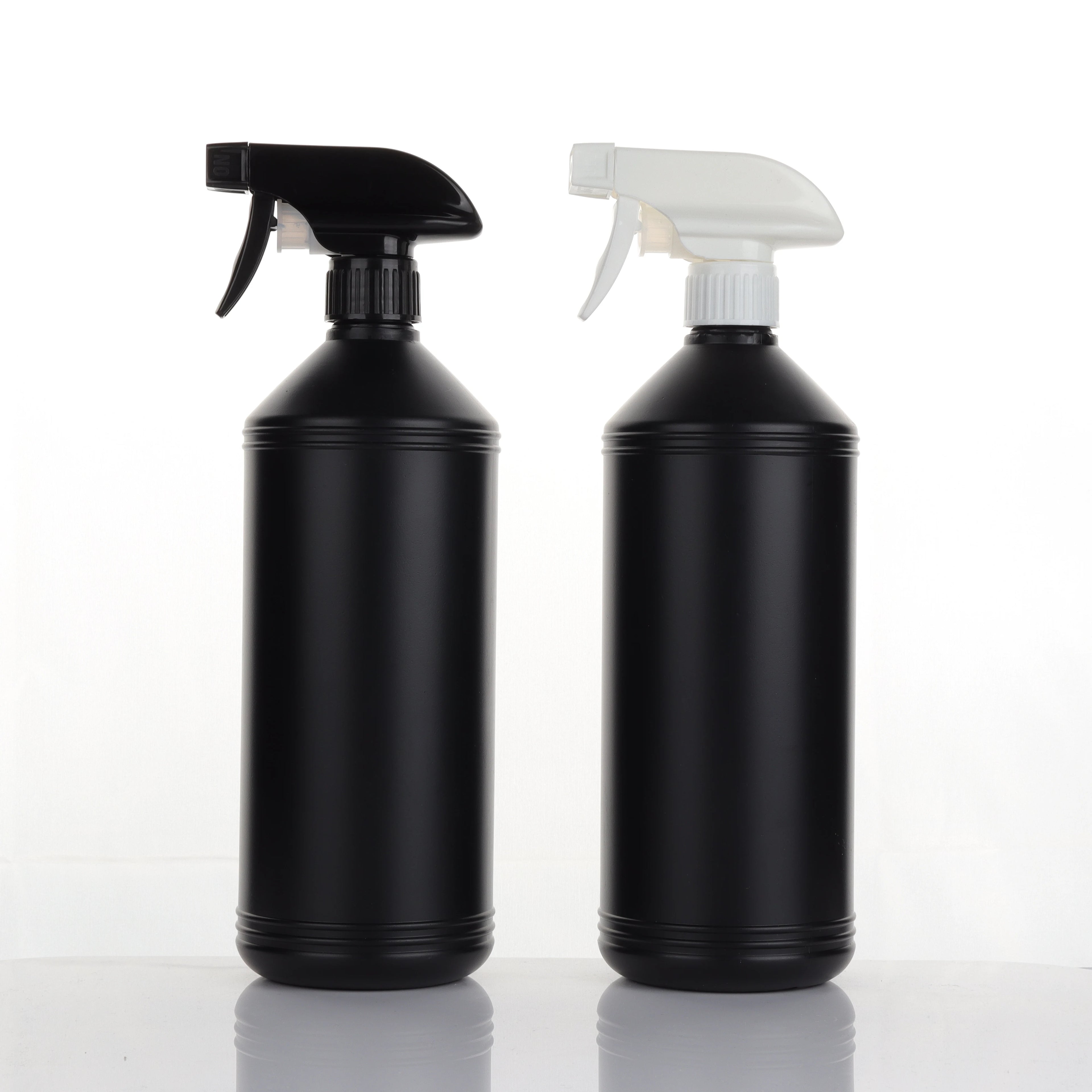Hot Sale 1L Plastic Empty Cleaner Durable Detergent Matte Black 1000ml HDPE Trigger Spray Bottle With Plastic Trigger Sprayer