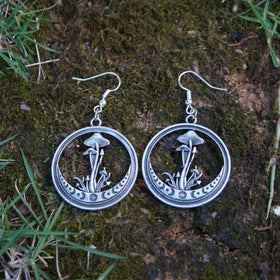 Wiccan Forest Nature Hippie Phase Moon Woman Mushroom Earring