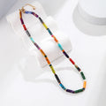 Trendy Bohemian Style Women's Semi-Gemstone Bead Choker Colorful Colored Hook Shape Jewelry Fashion Beaded Necklace
