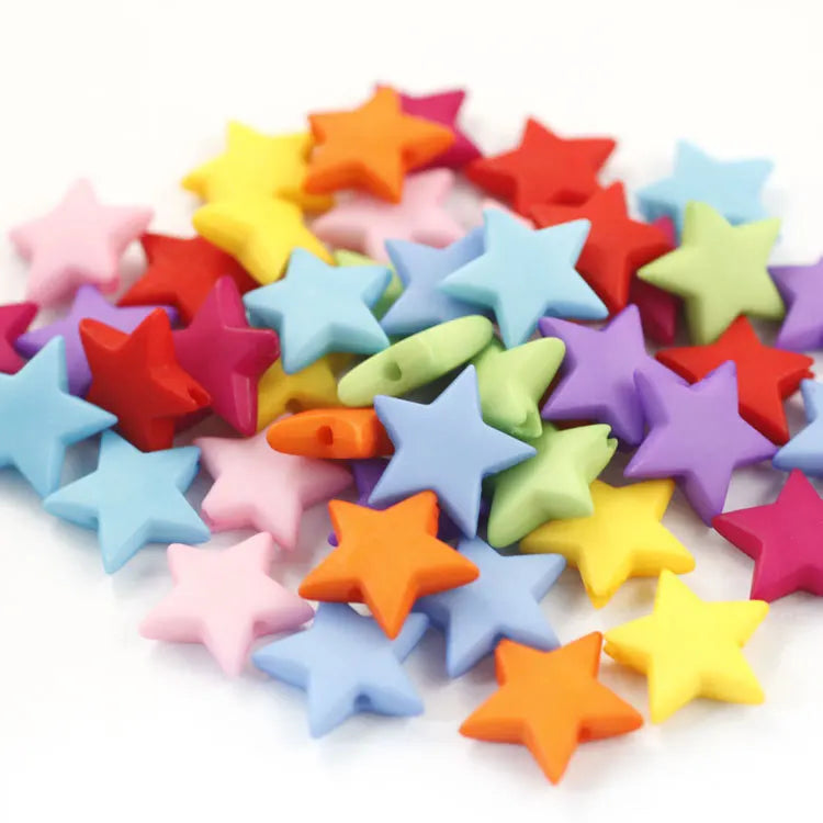 9mm 100pcs/bag Candy Color Frosted Star Plastic Charm for DIY Bracelet Necklace Jewelry
