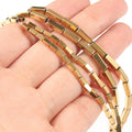 Wholesale Natural Semi Gemstone Loose Hematite Stone Beads 2*4mm/3*9mm Irregular Shape Gold Plated 38cm Strand for Jewelry MegaBDM
