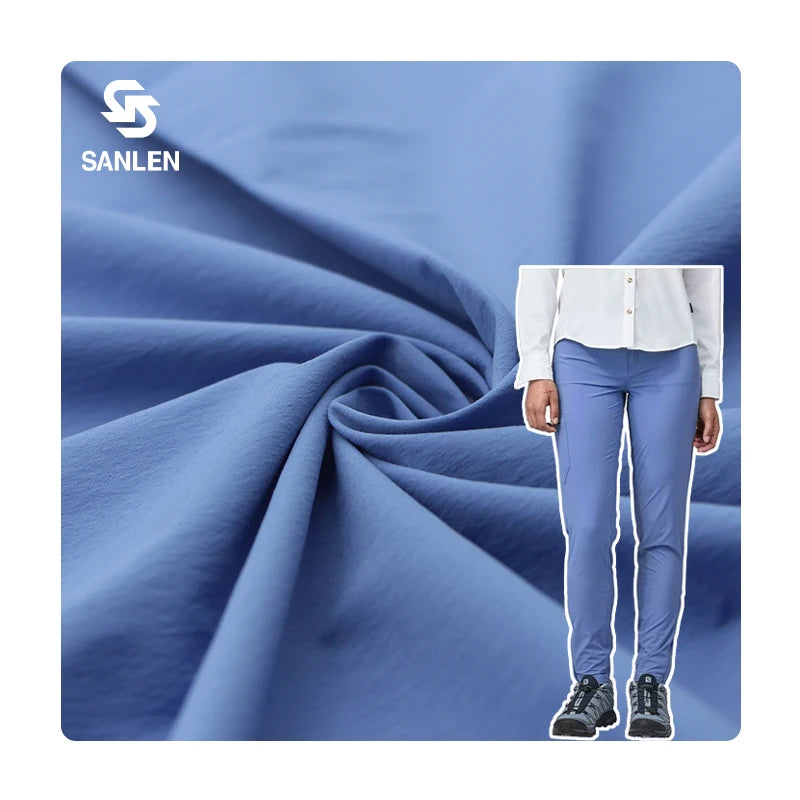 Weft Elastic Waterproof Taslan Crepe Trousers 95% Nylon 5% Spandex Fabric for Outdoor Stretch Wear